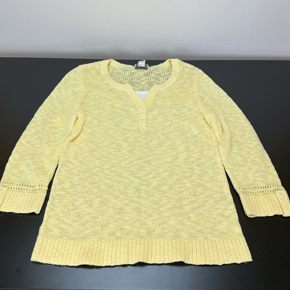 Christopher & Banks Butter Yellow 3/4 Sleeve Top S Soft Lightweight Breathable - Picture 13 of 13